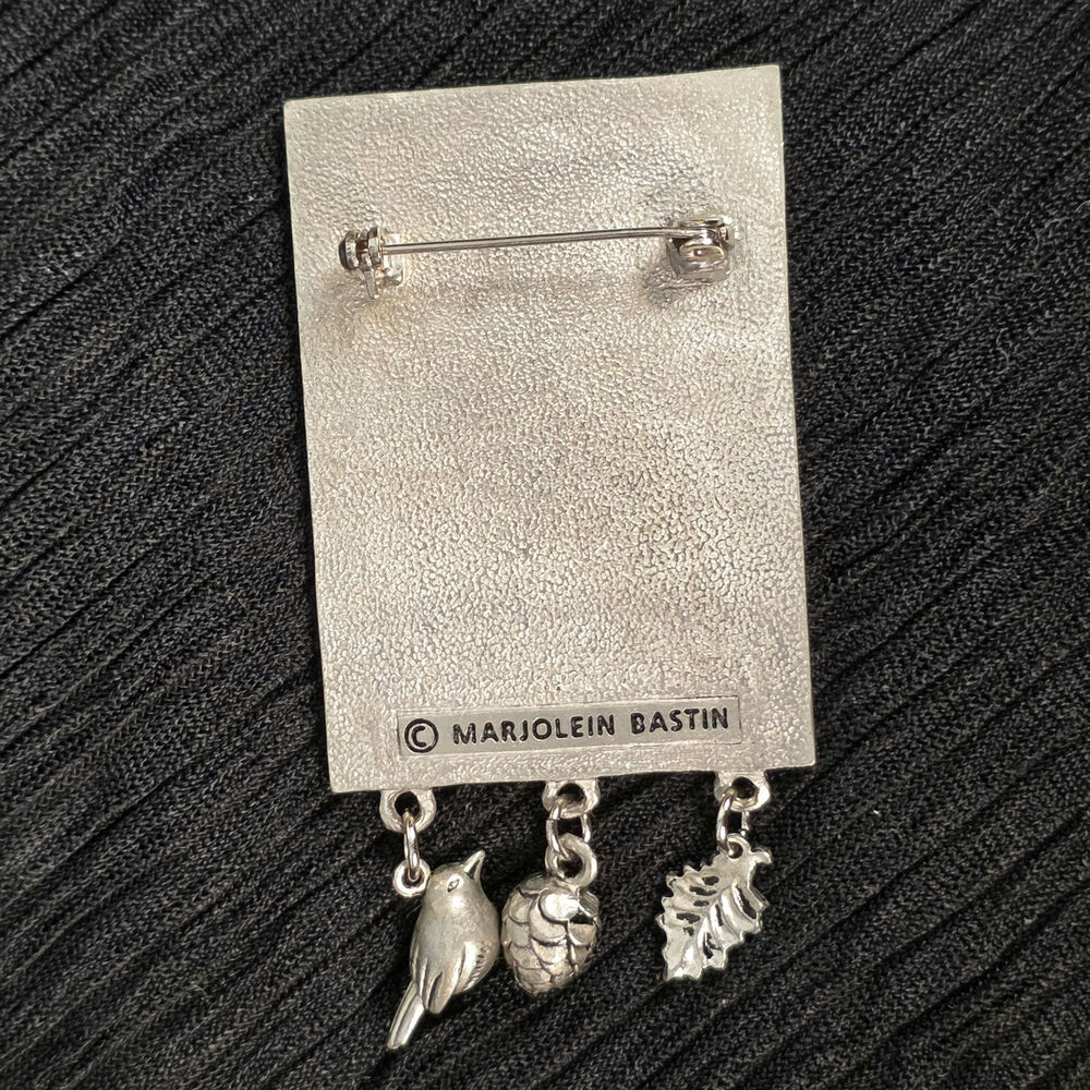 Vintage Marjolein Bastin Snowman Brooch Christmas Dangle Charm Pin - Picture 3 of 3